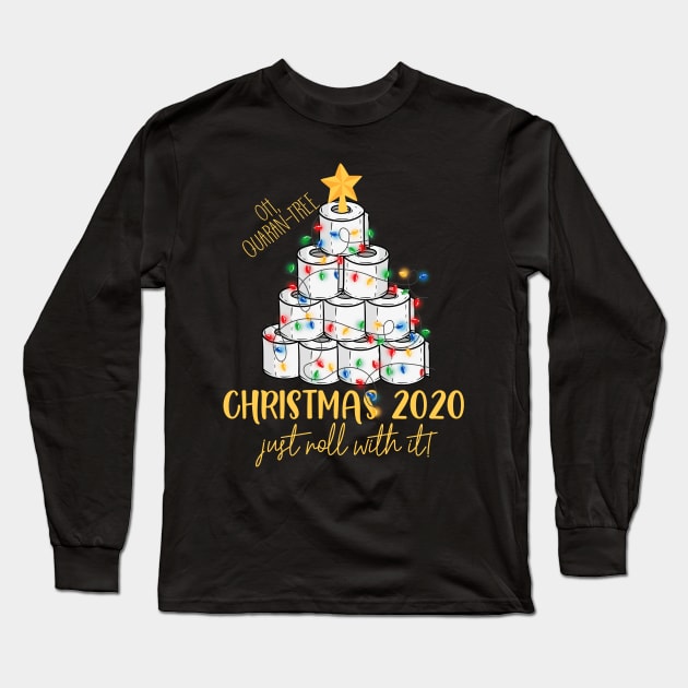 2020 Funny Quarantine Christmas Toilet Paper Light Tree Gift Long Sleeve T-Shirt by mittievance